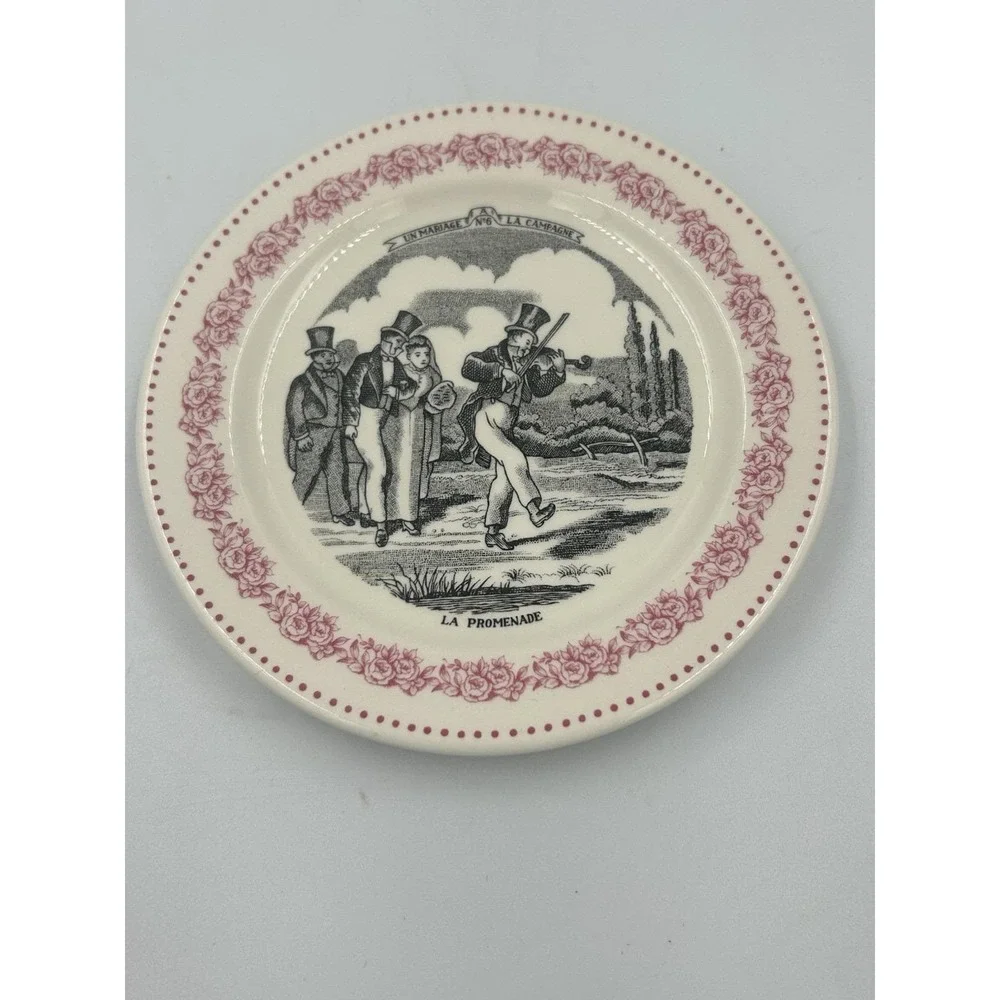 Gien Mariage à la campagne Faience Plates Set of 6,6 in Round Made in France